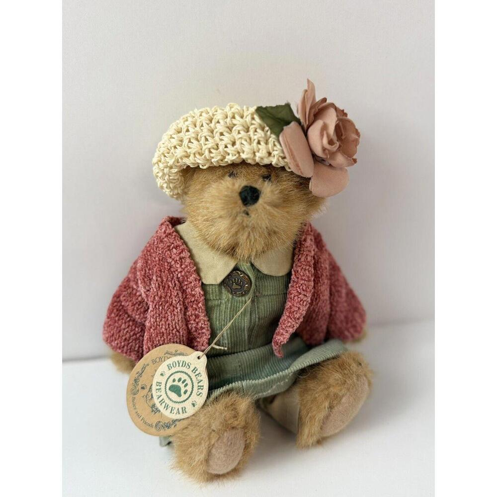 Boyds Bears - Stuffed Bailey Bear W/‎ Tag Chenille Sweater Hat - Great Condition